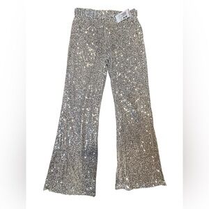 Kids Sparkling Silver Sequin Trousers